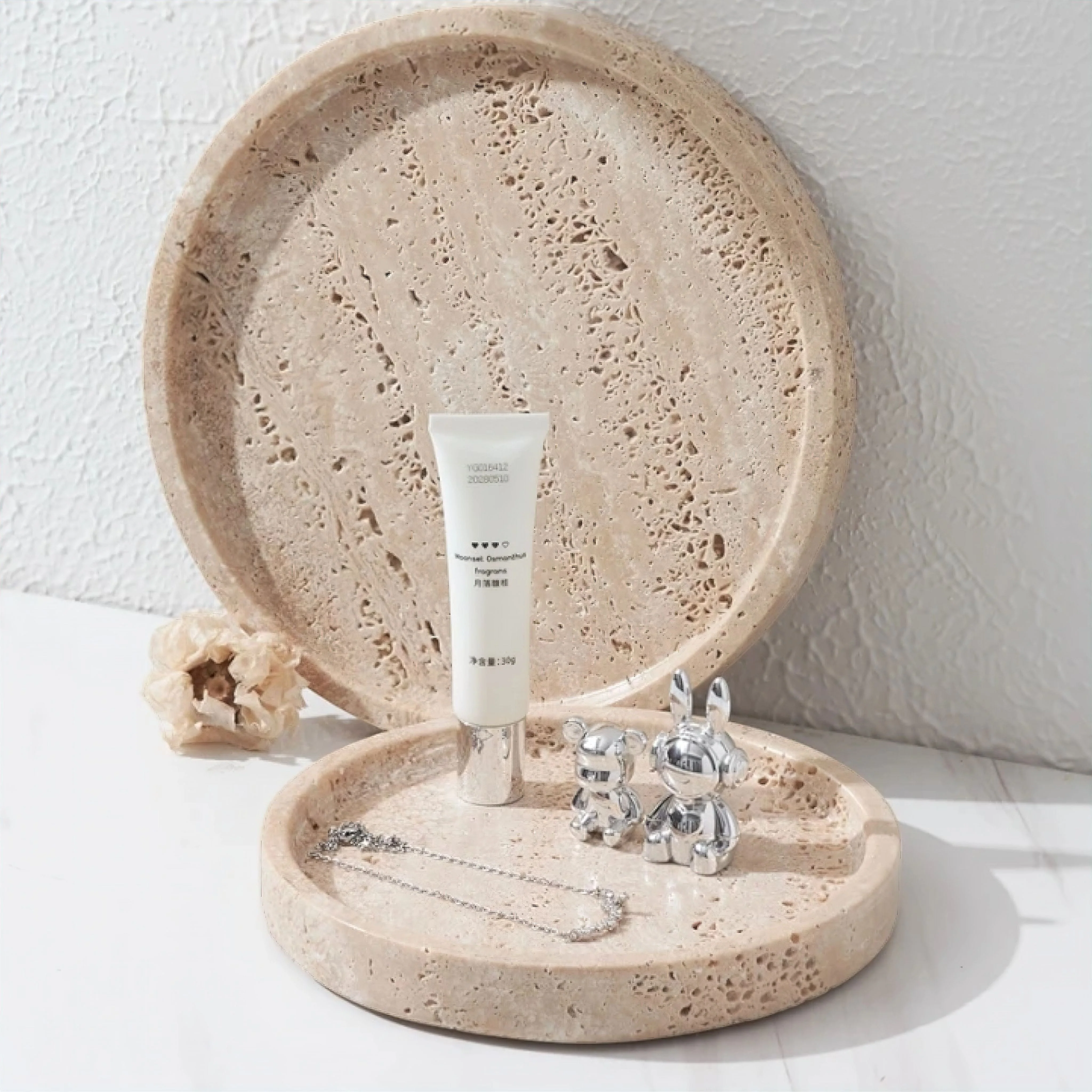 Circular Travertine Stone Tray