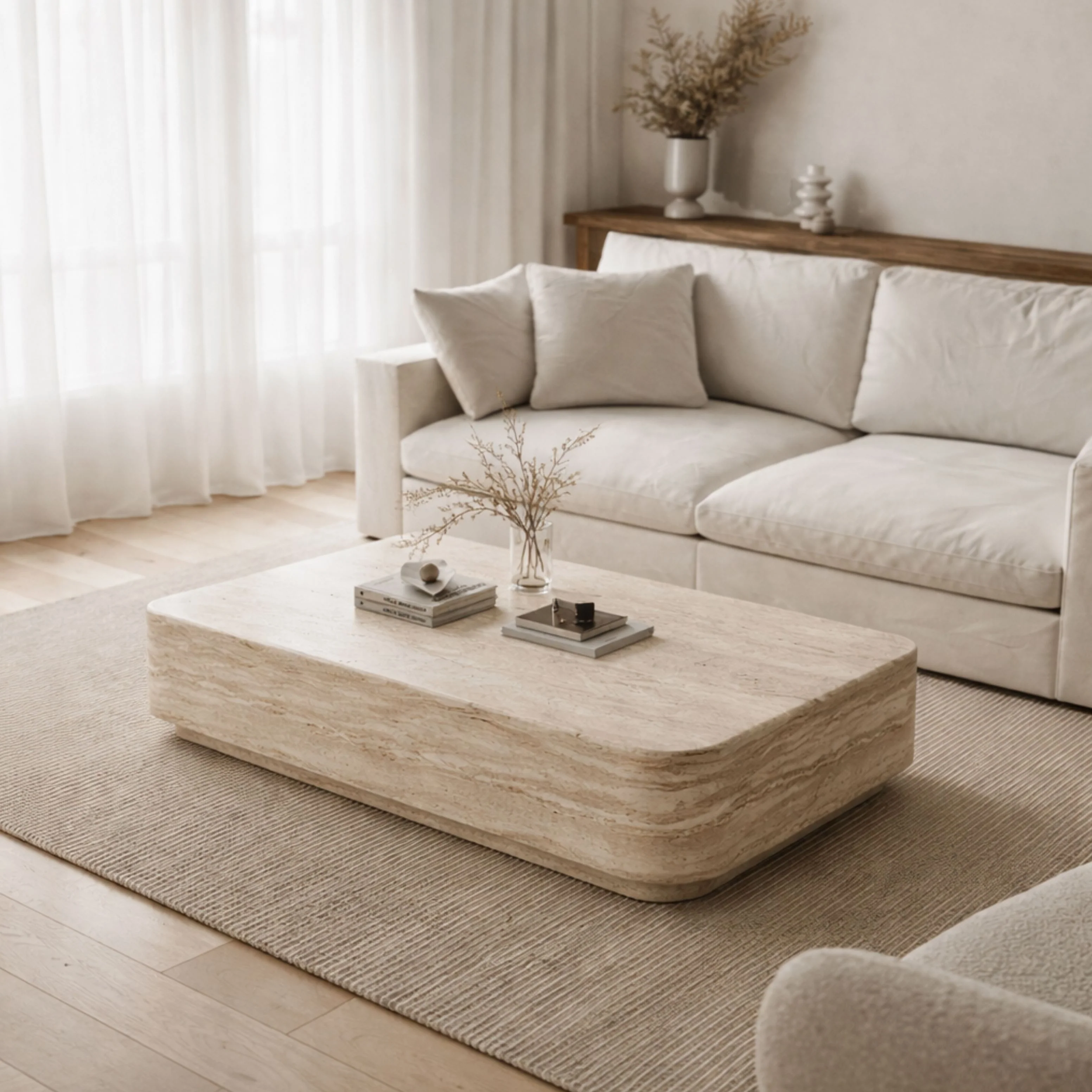 Apolline Travertine Coffee Table - Image 2