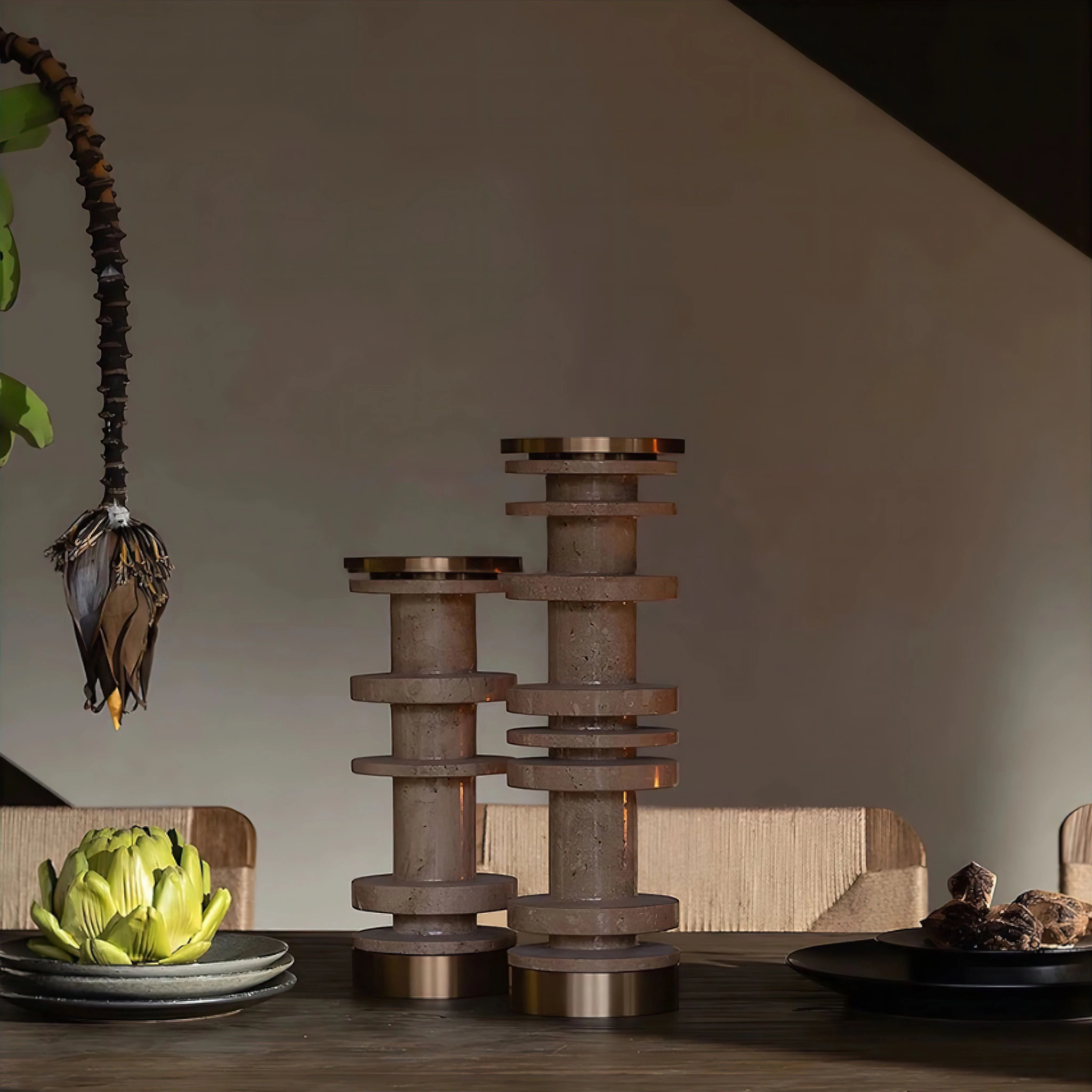 Chiara Travertine Candle Holder - Image 3