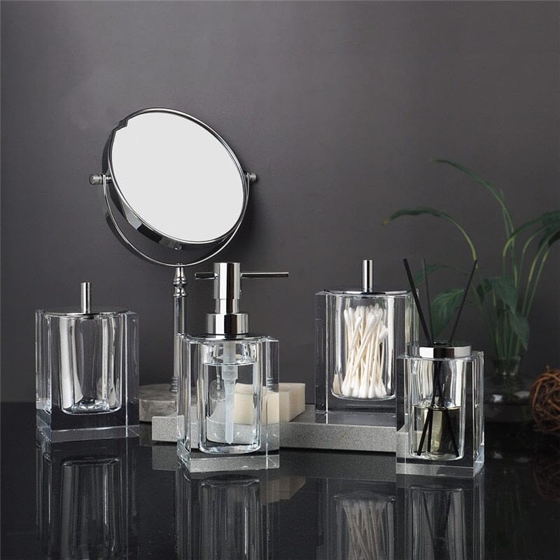 Eva Crystal Glass Bathroom Accessories Set - Image 3