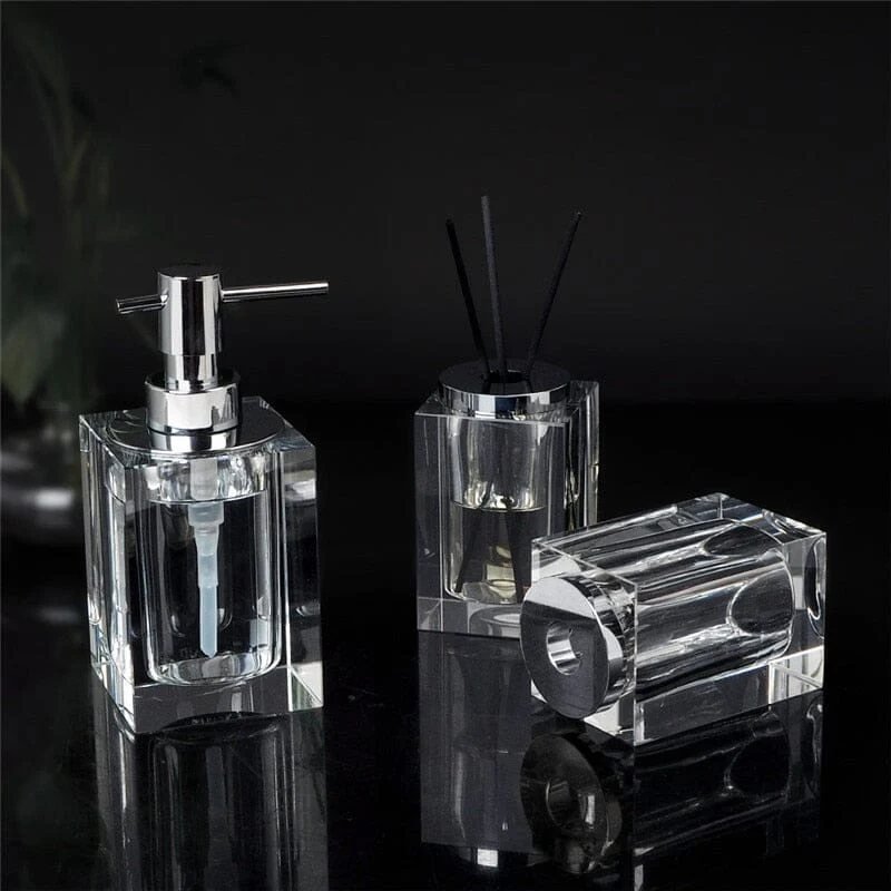 Eva Crystal Glass Bathroom Accessories Set - Image 4