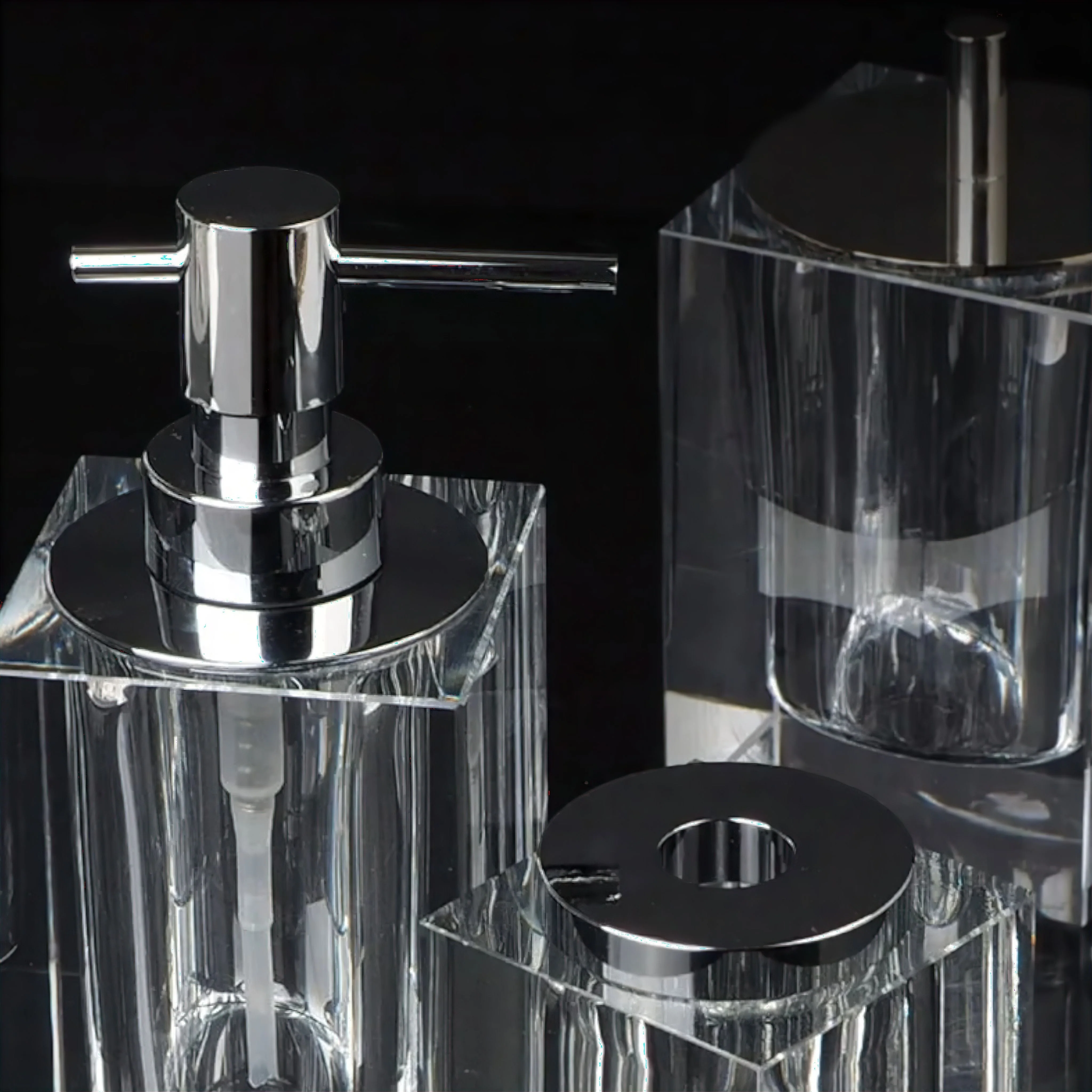 Eva Crystal Glass Bathroom Accessories Set - Image 5