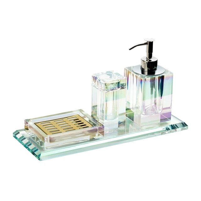 Juiletta Crystal Glass Bathroom Accessories Set - Image 10