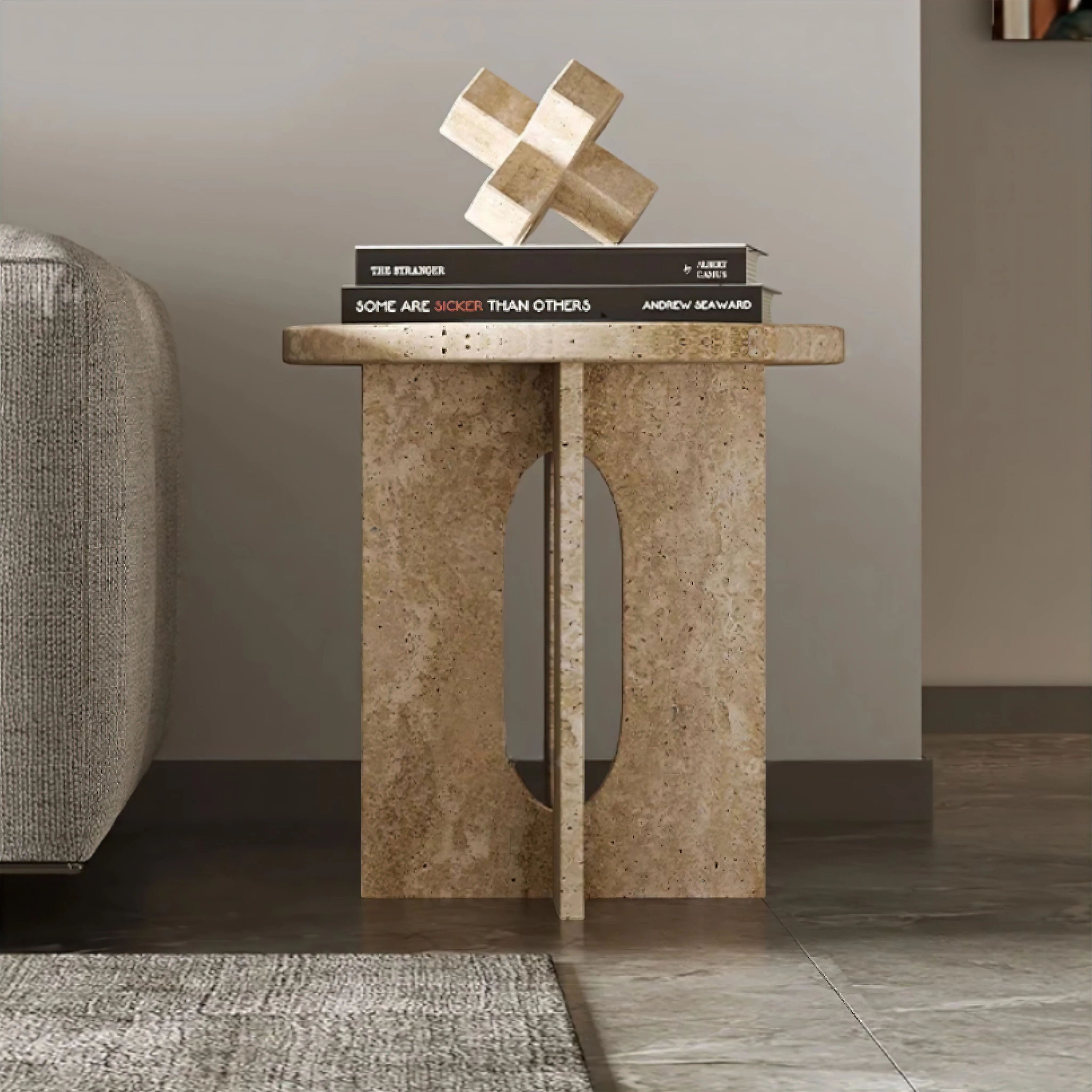 Vane Travertine Side Table - Image 3