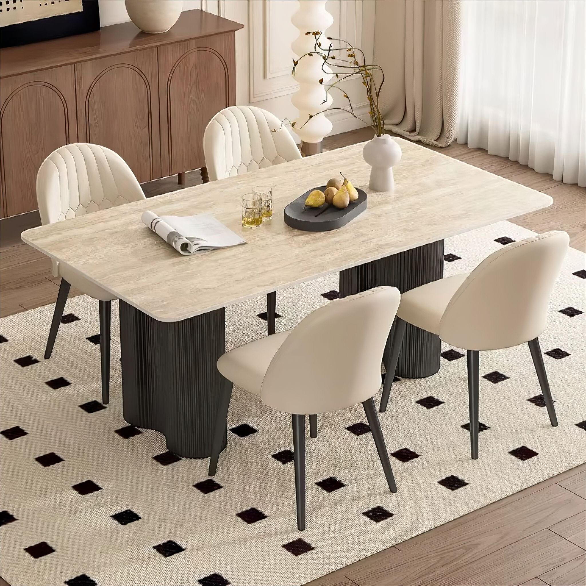Davide Travertine Dining Table - Image 3