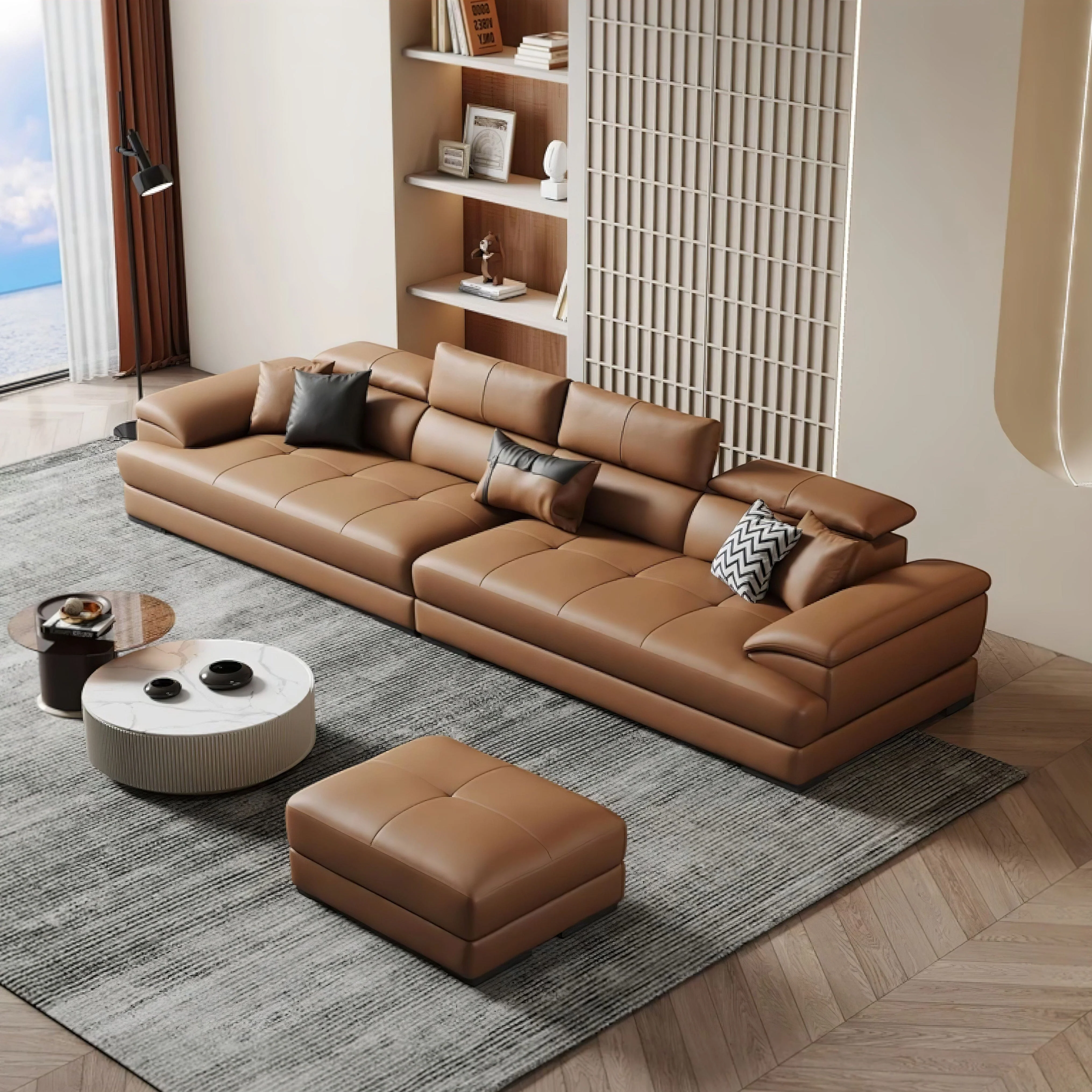 Gaetan Leather Sofa - Image 3