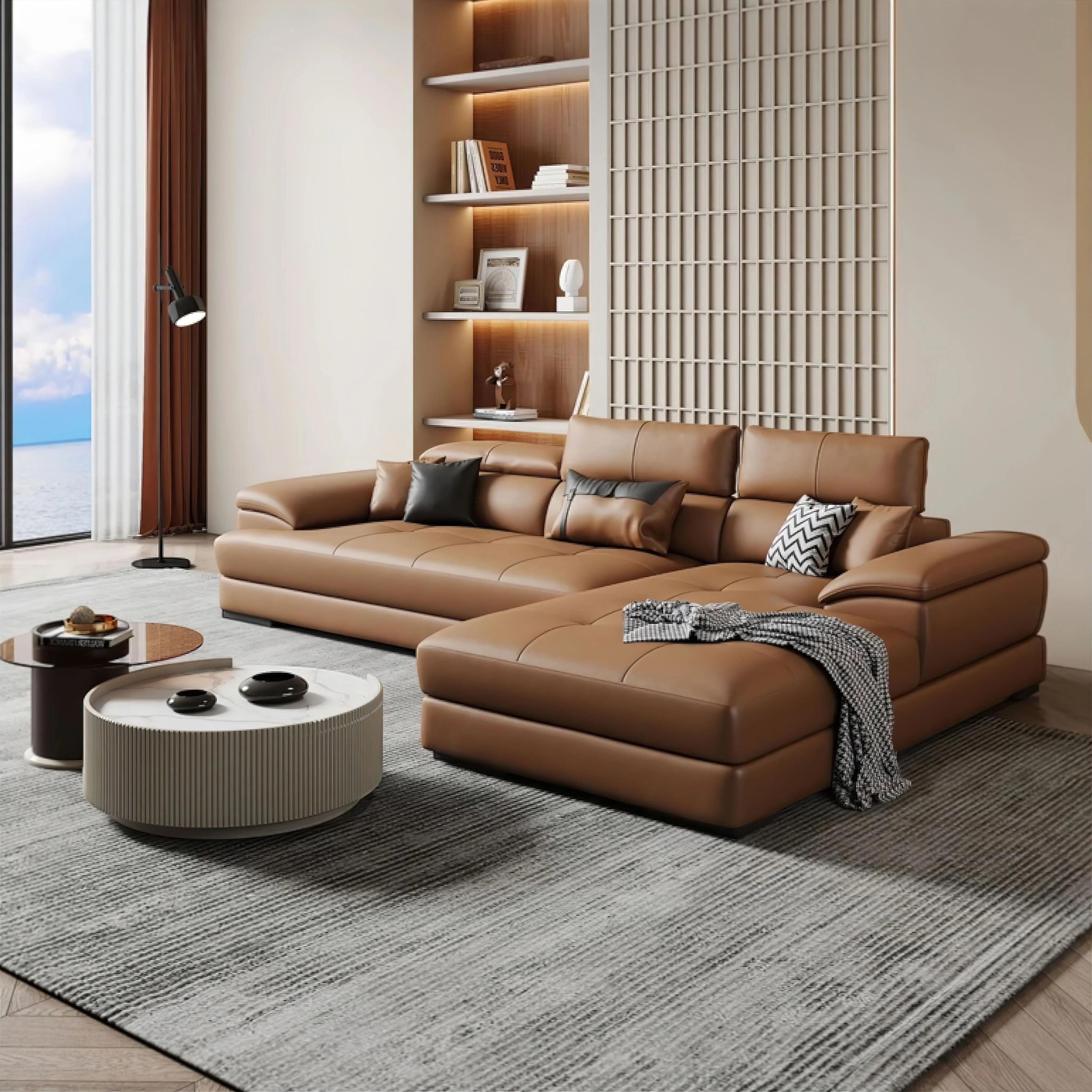 Gaetan Leather Sofa - Image 4