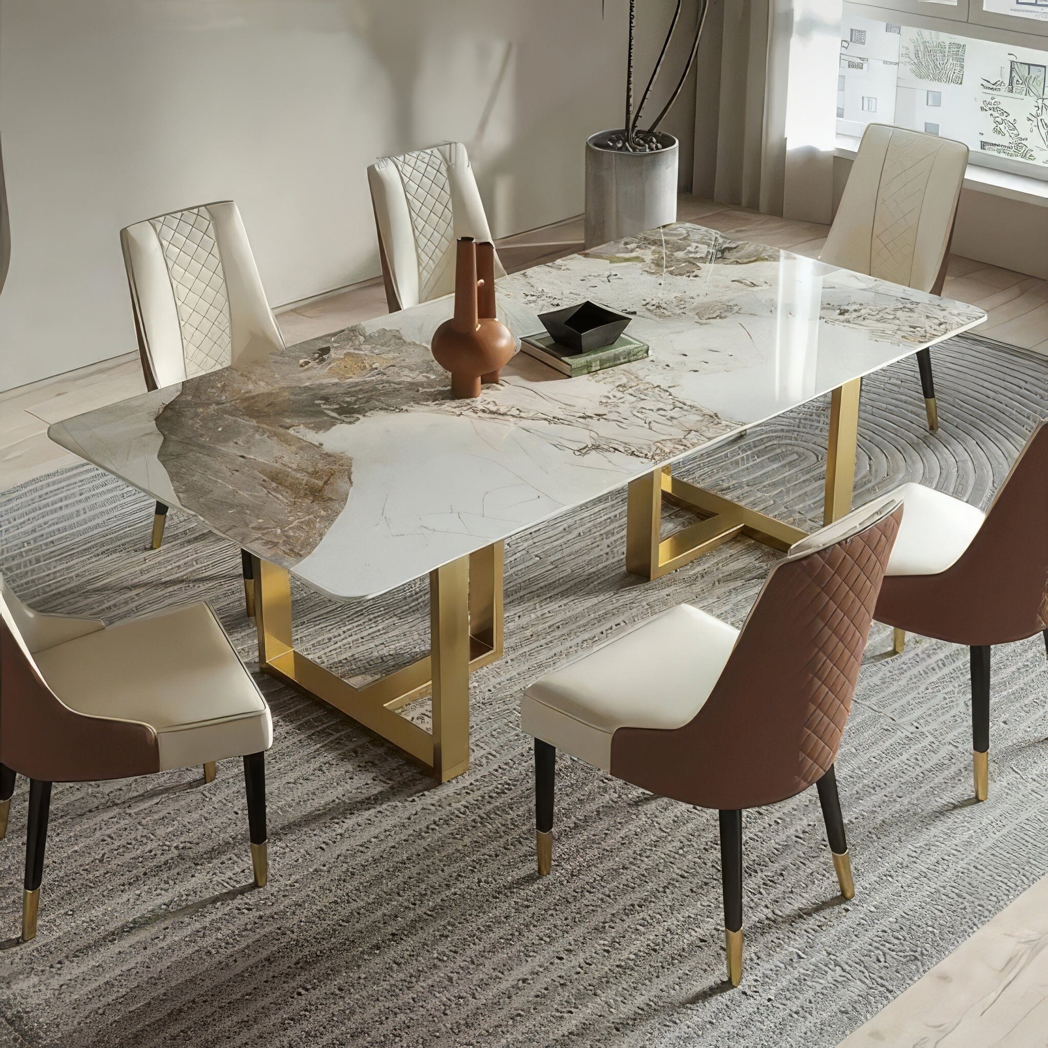 Grandeur Gold Marble Dining Table