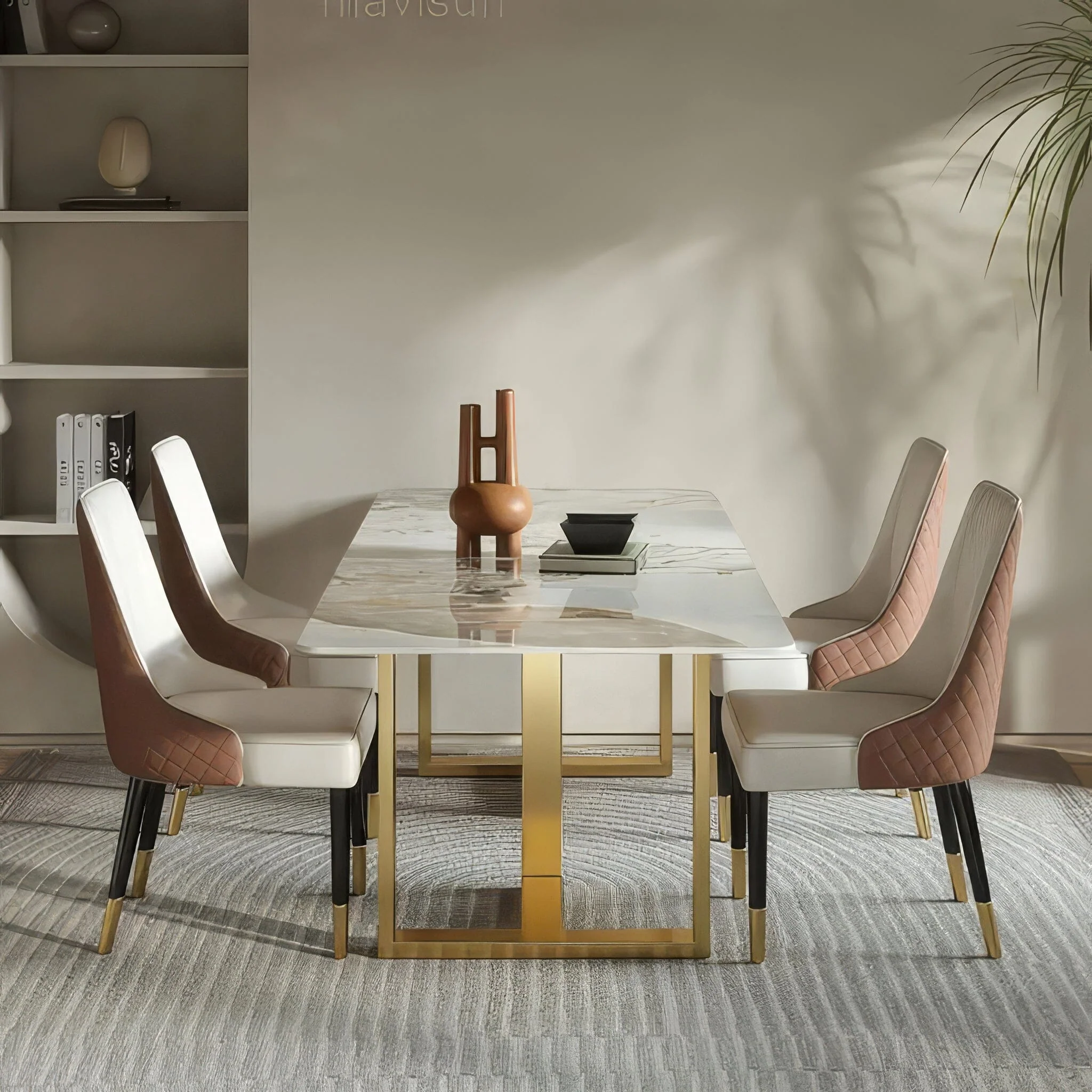 Grandeur Gold Marble Dining Table - Image 3