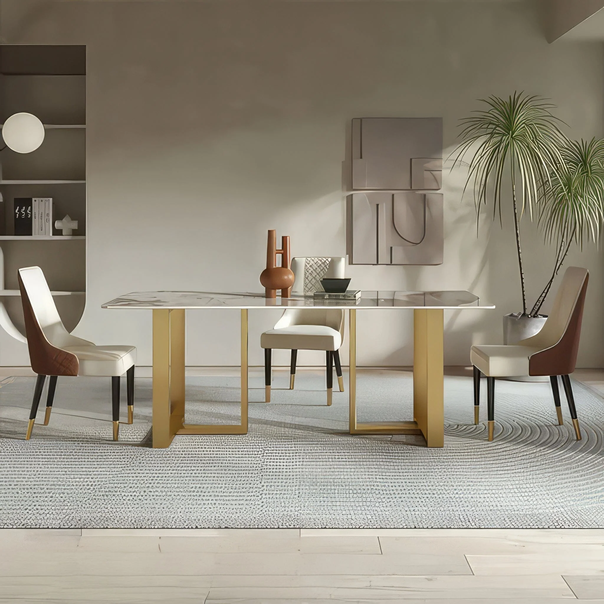 Grandeur Gold Marble Dining Table - Image 4
