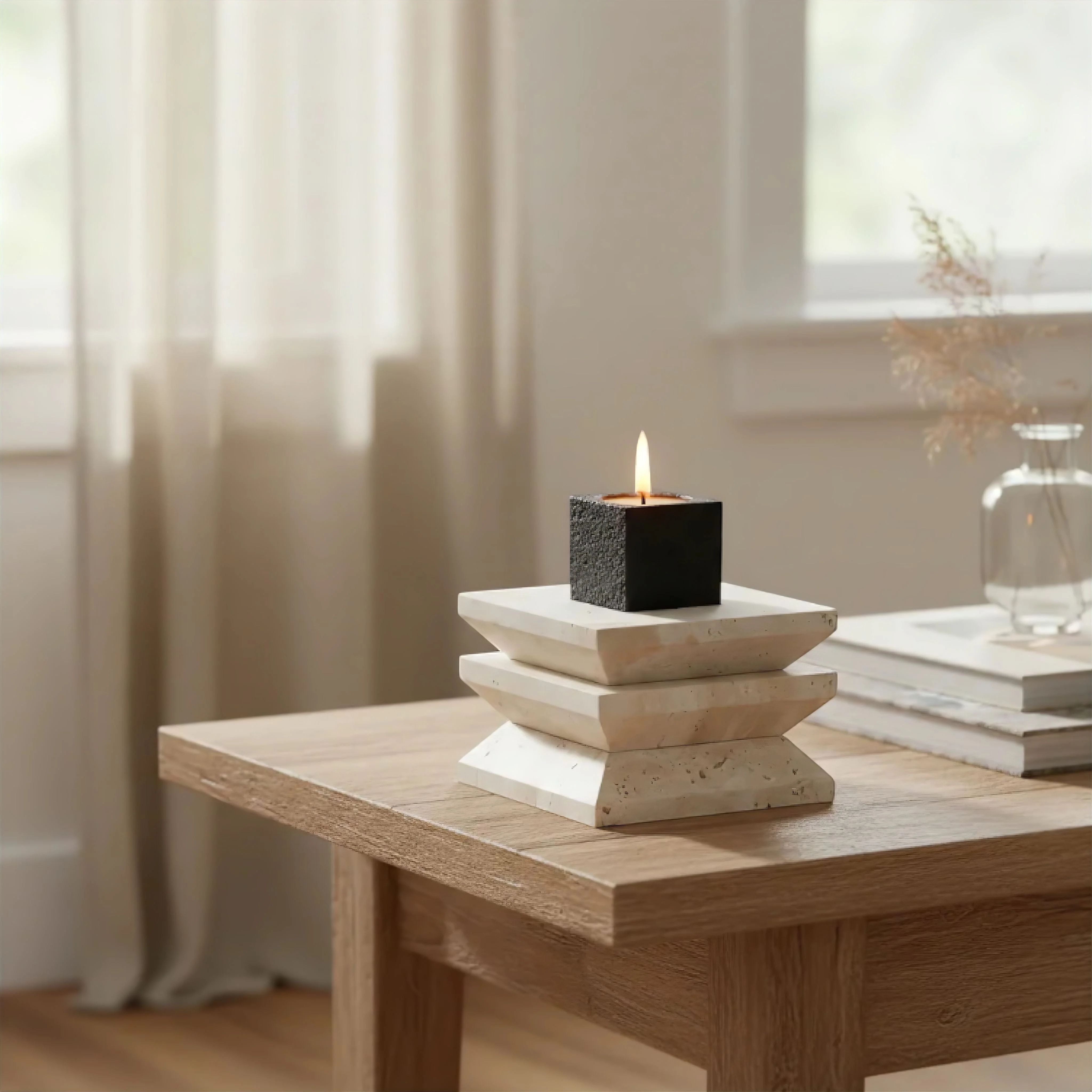 Isaie Travertine Candle Holder - Image 2