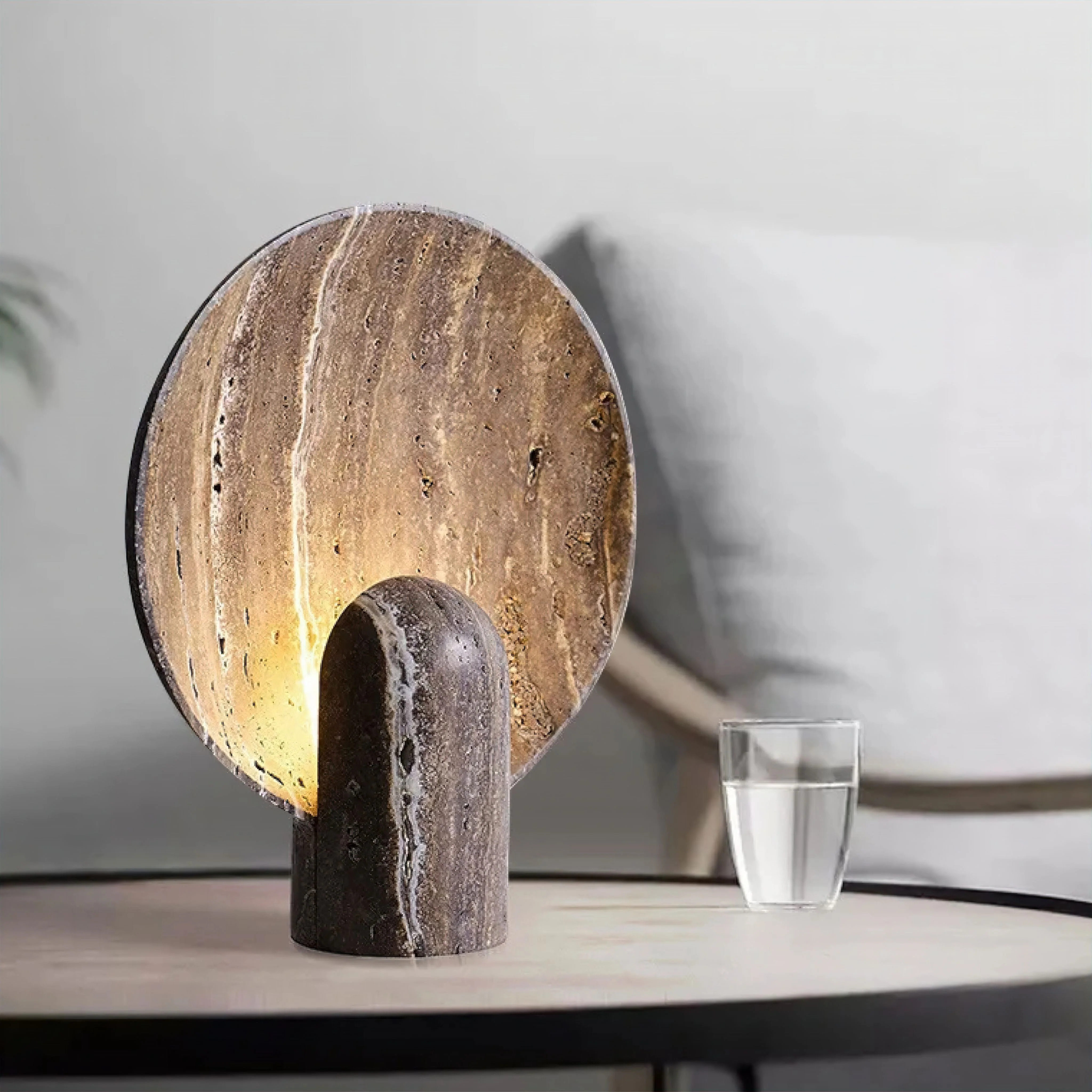 Travertine Dish Lamp