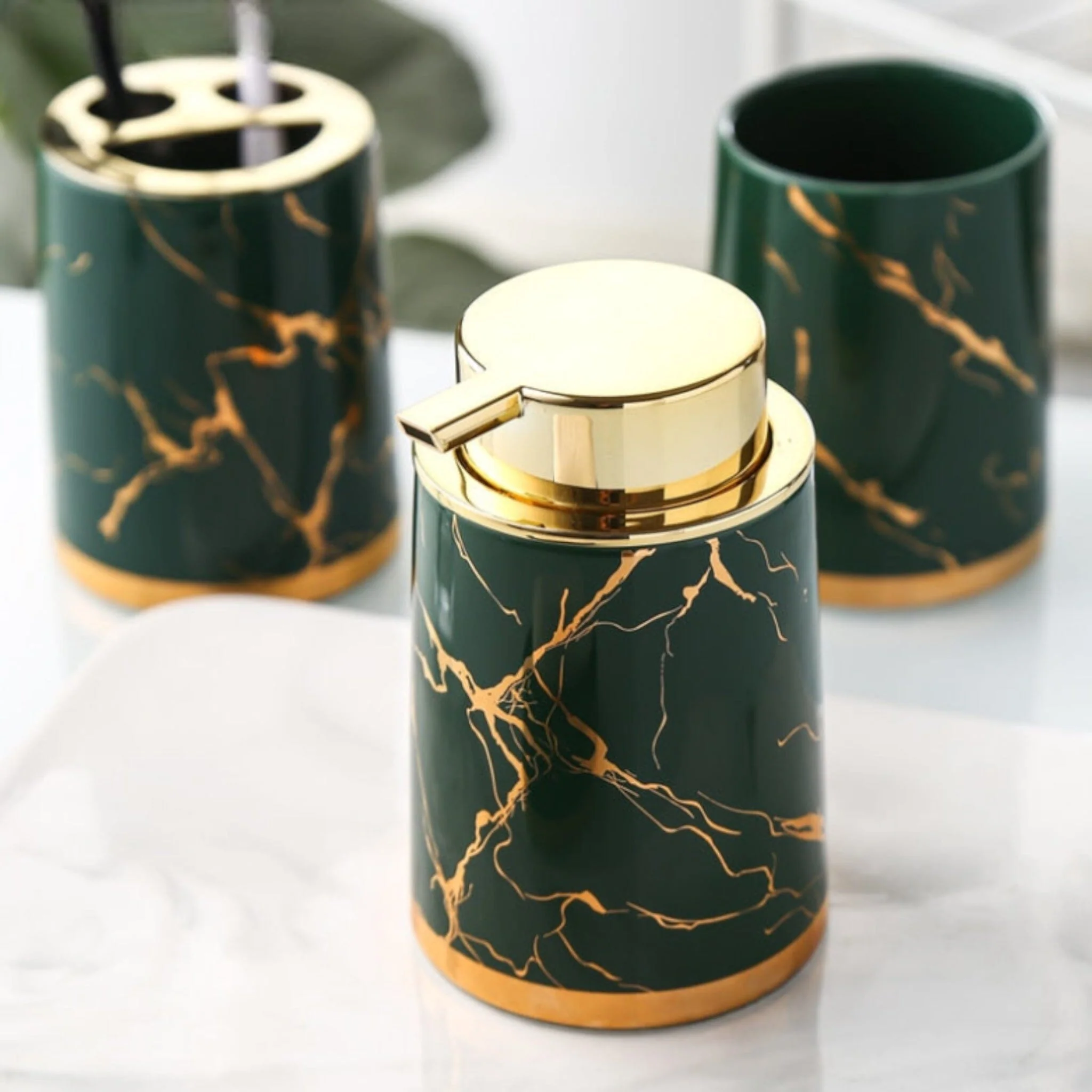 Marble Look Bathroom Accessories Set - Image 5