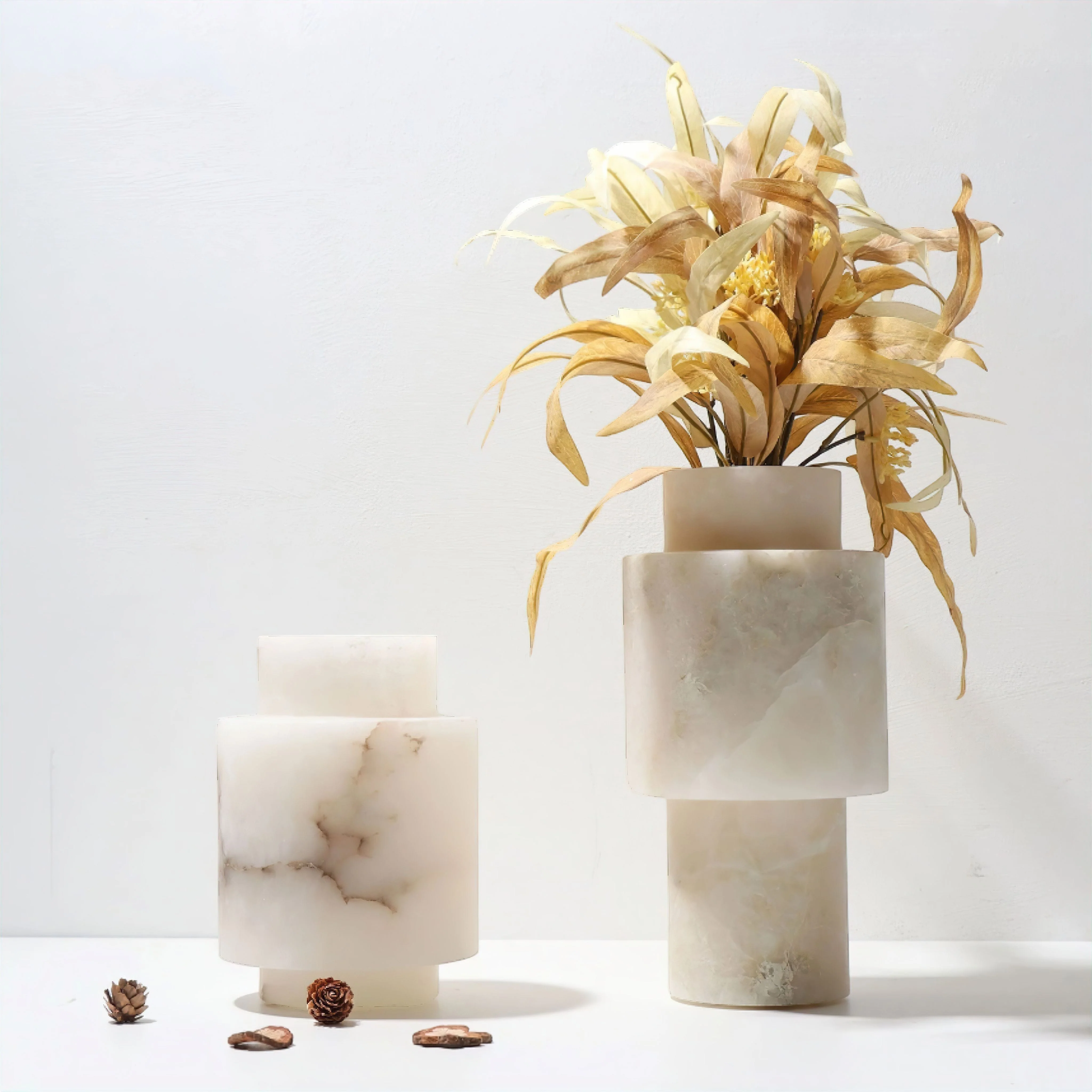 White Onyx Marble Vase Collection