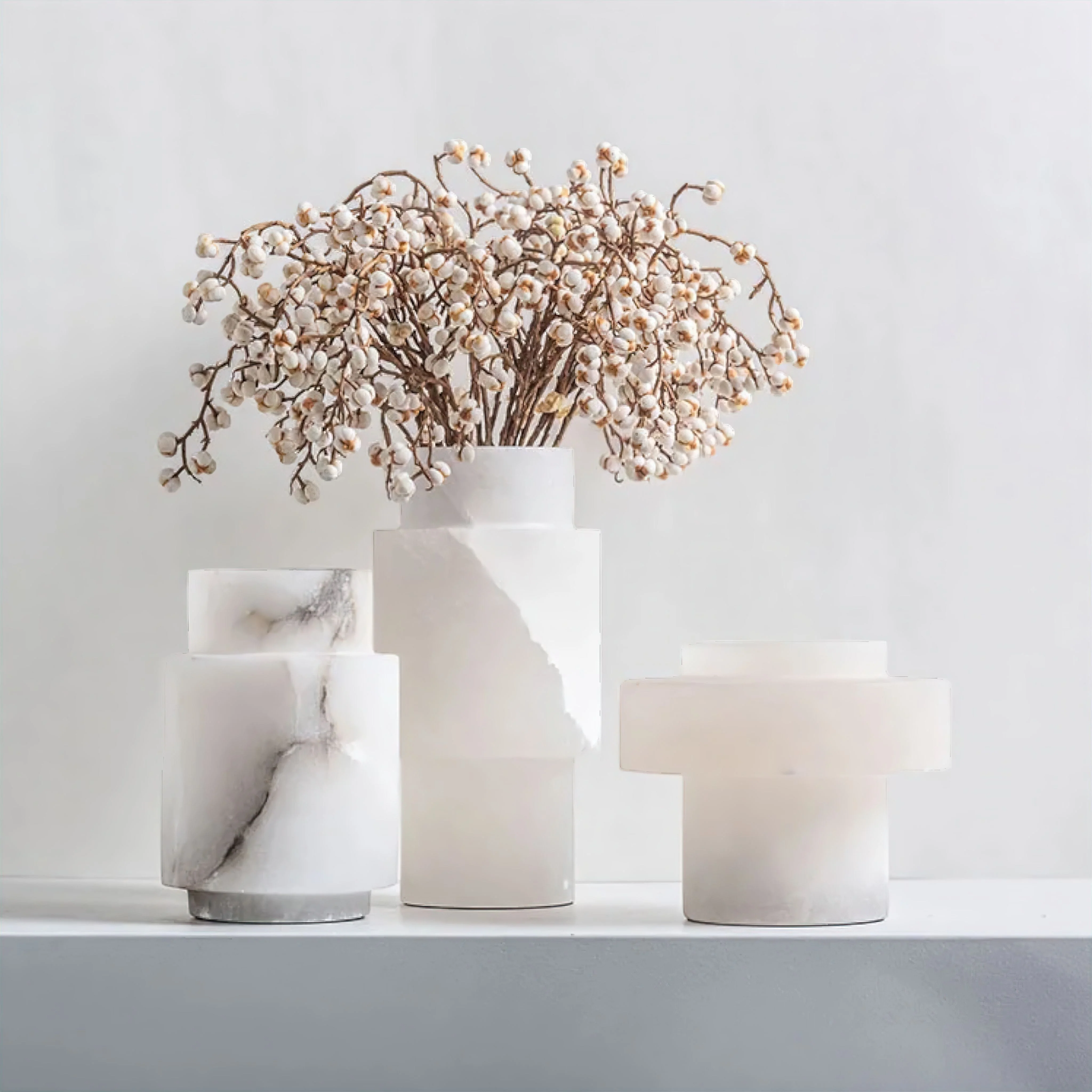 White Onyx Marble Vase Collection - Image 3