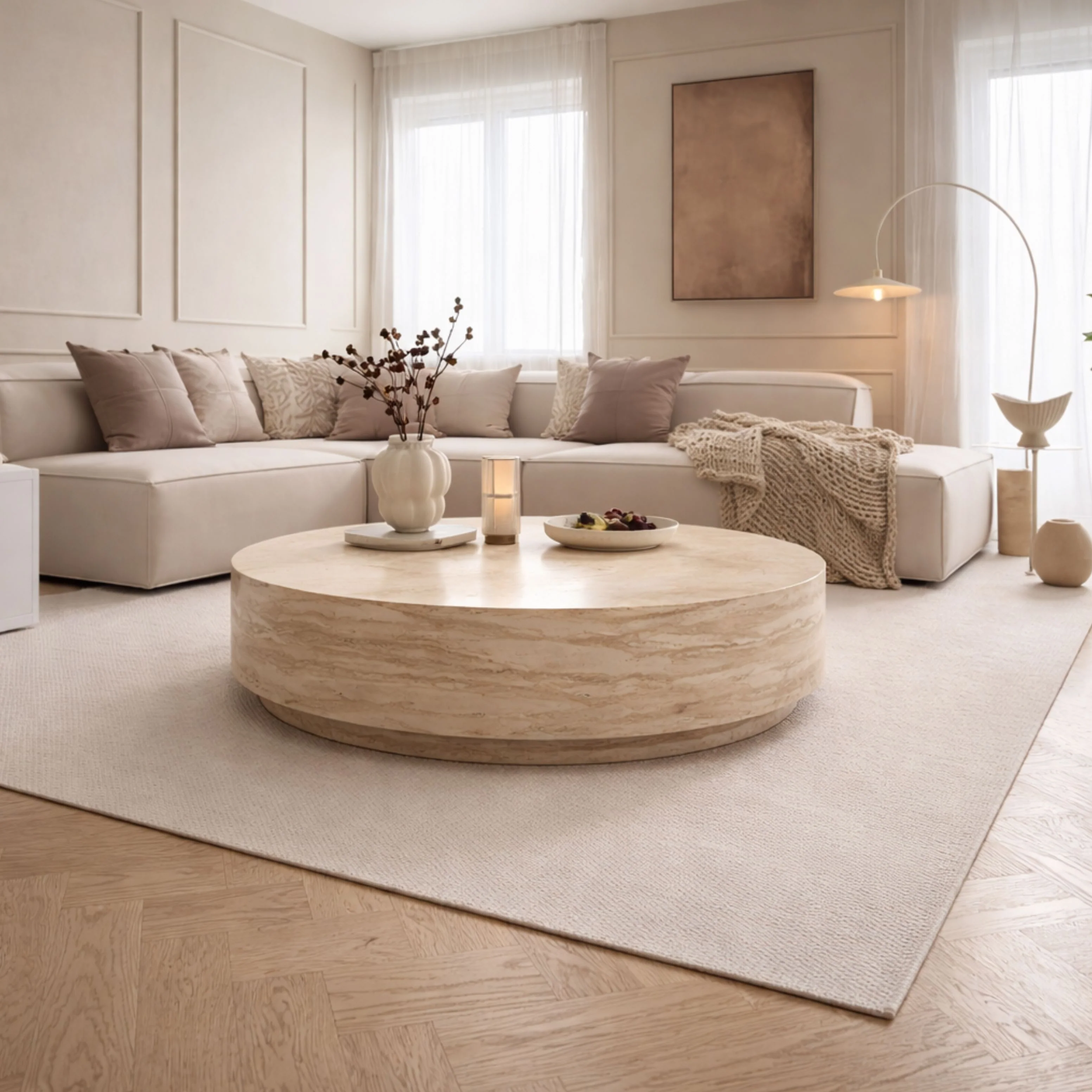 Alline Travertine Coffee Table - Image 3
