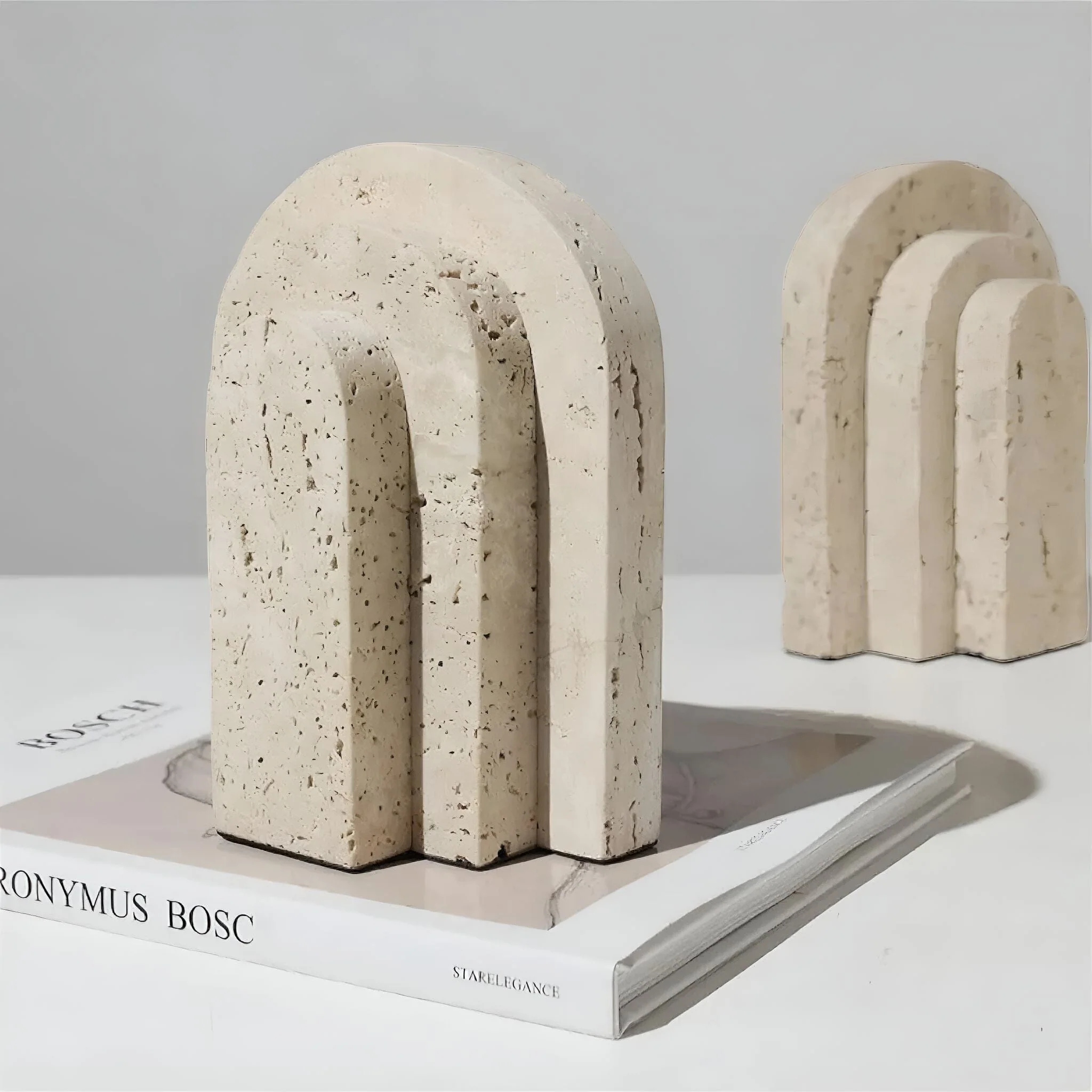 Natural Travertine Bookends Set - Image 3