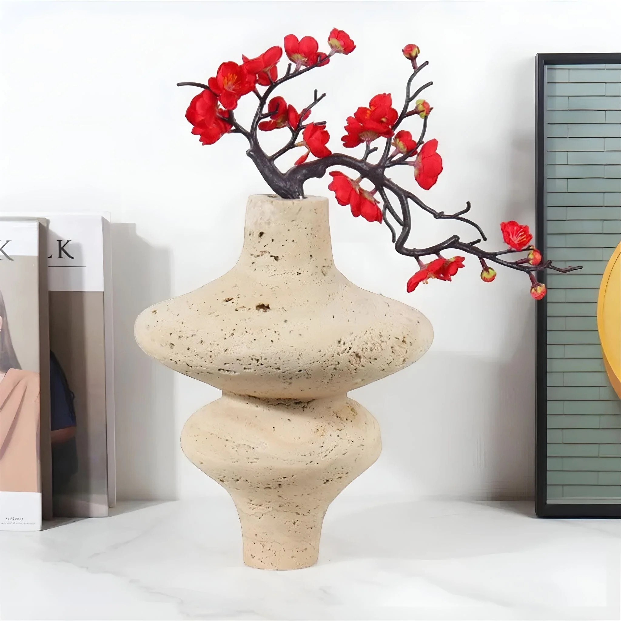 Natural Travertine Vase