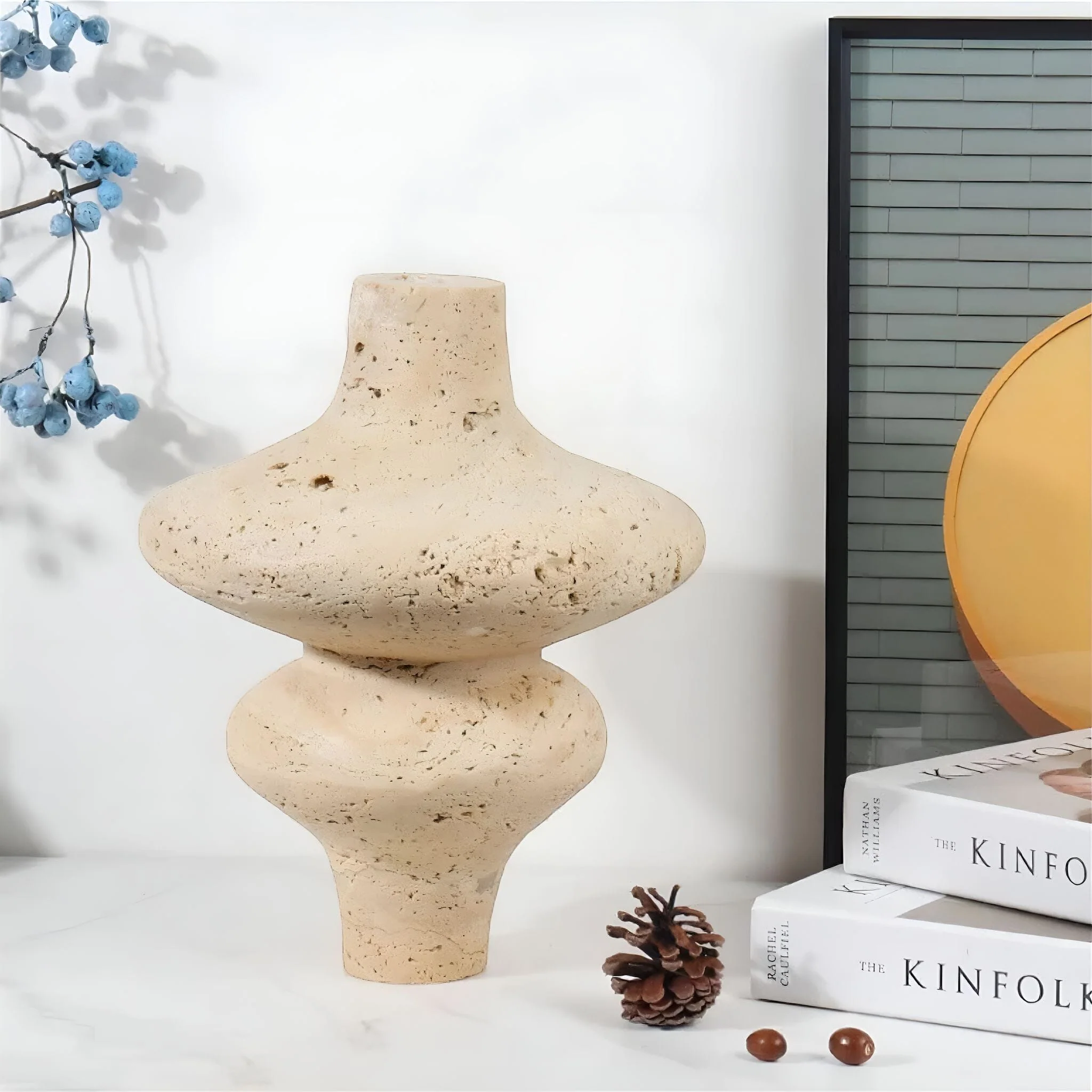 Natural Travertine Vase - Image 2