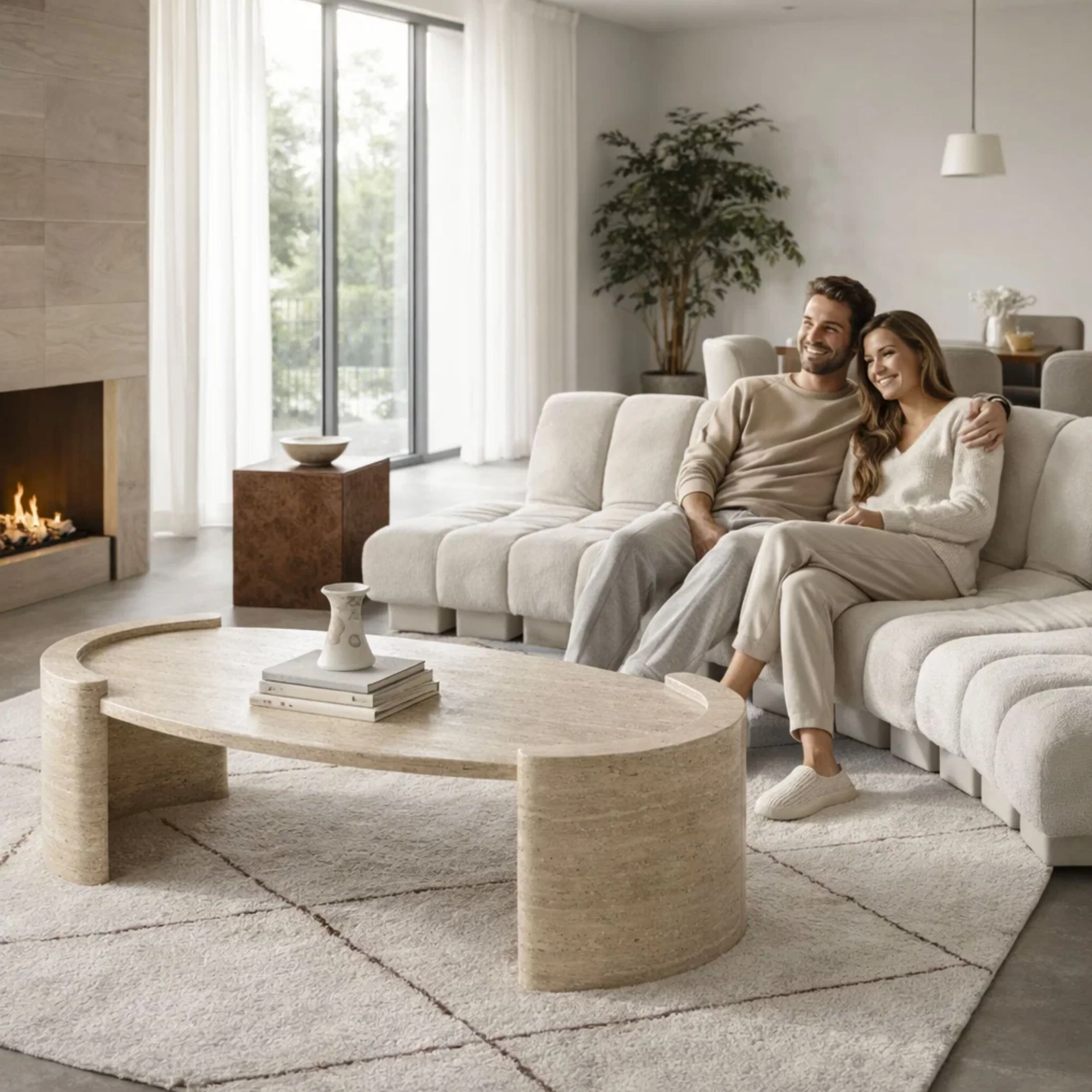 Violette Travertine Coffee Table
