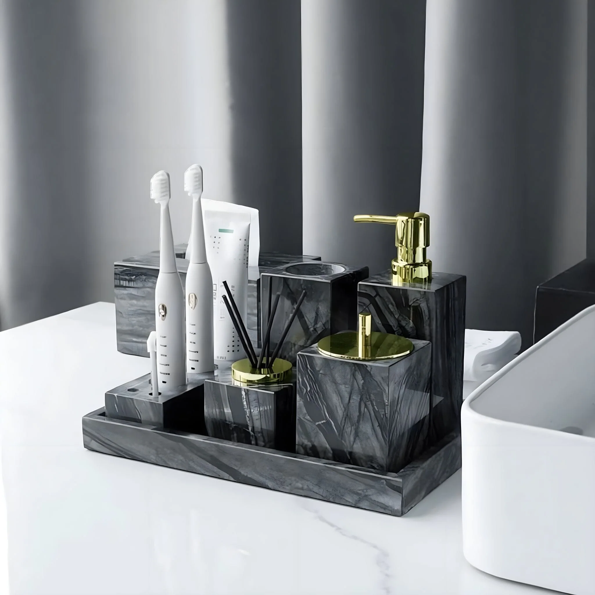 Claude Marble Bathroom Accessories Collection - Image 4