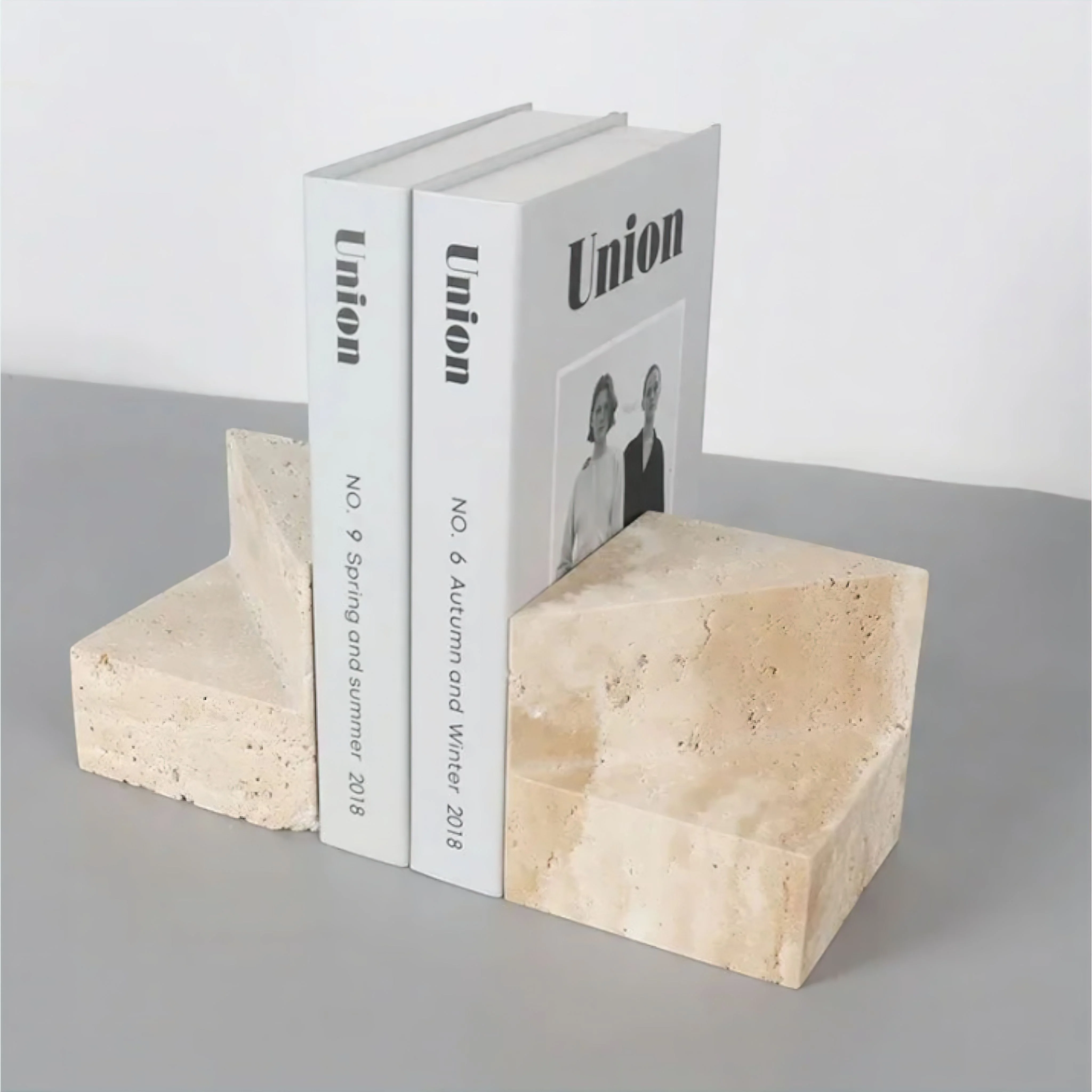 Enzo Travertine Bookends Set