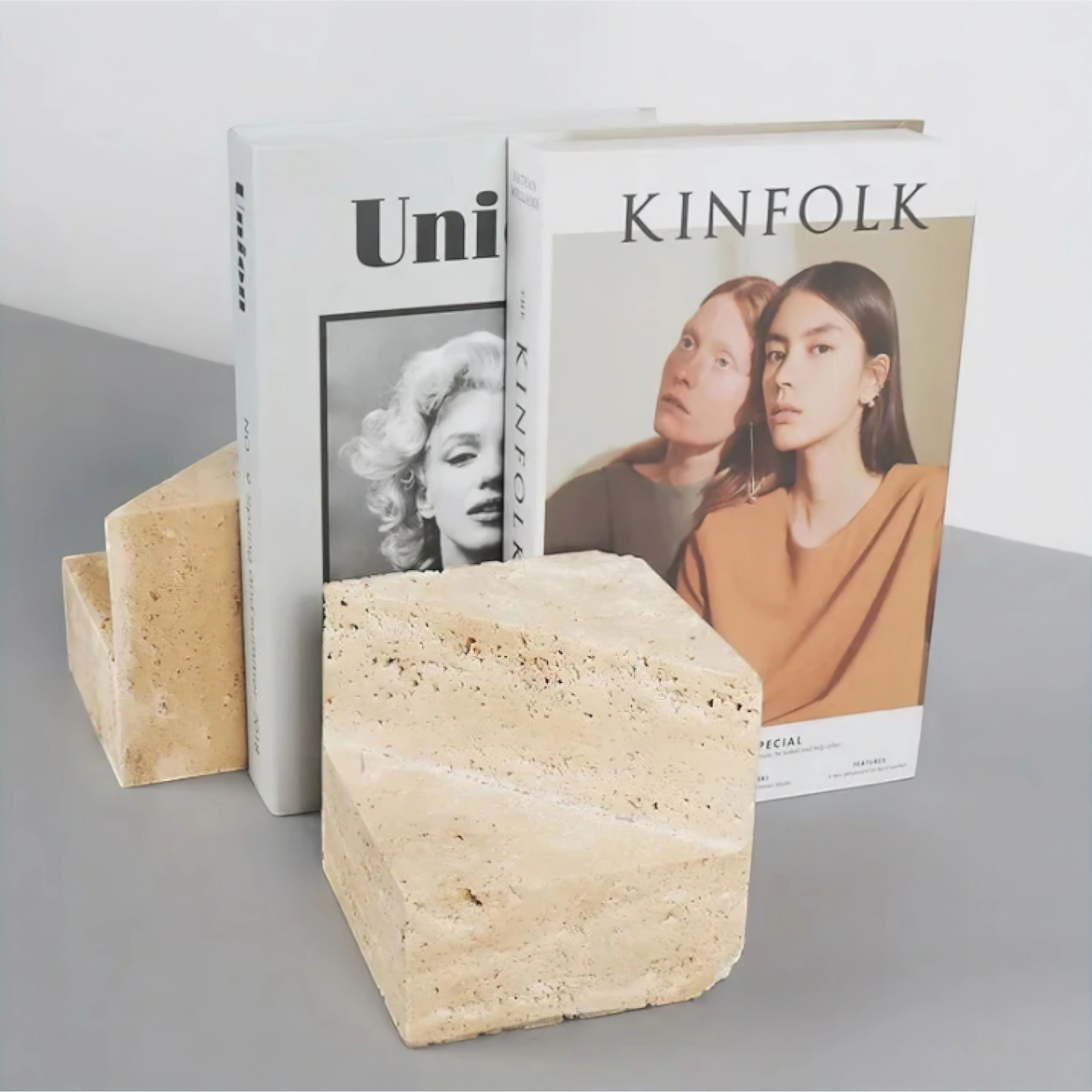 Enzo Travertine Bookends Set - Image 2
