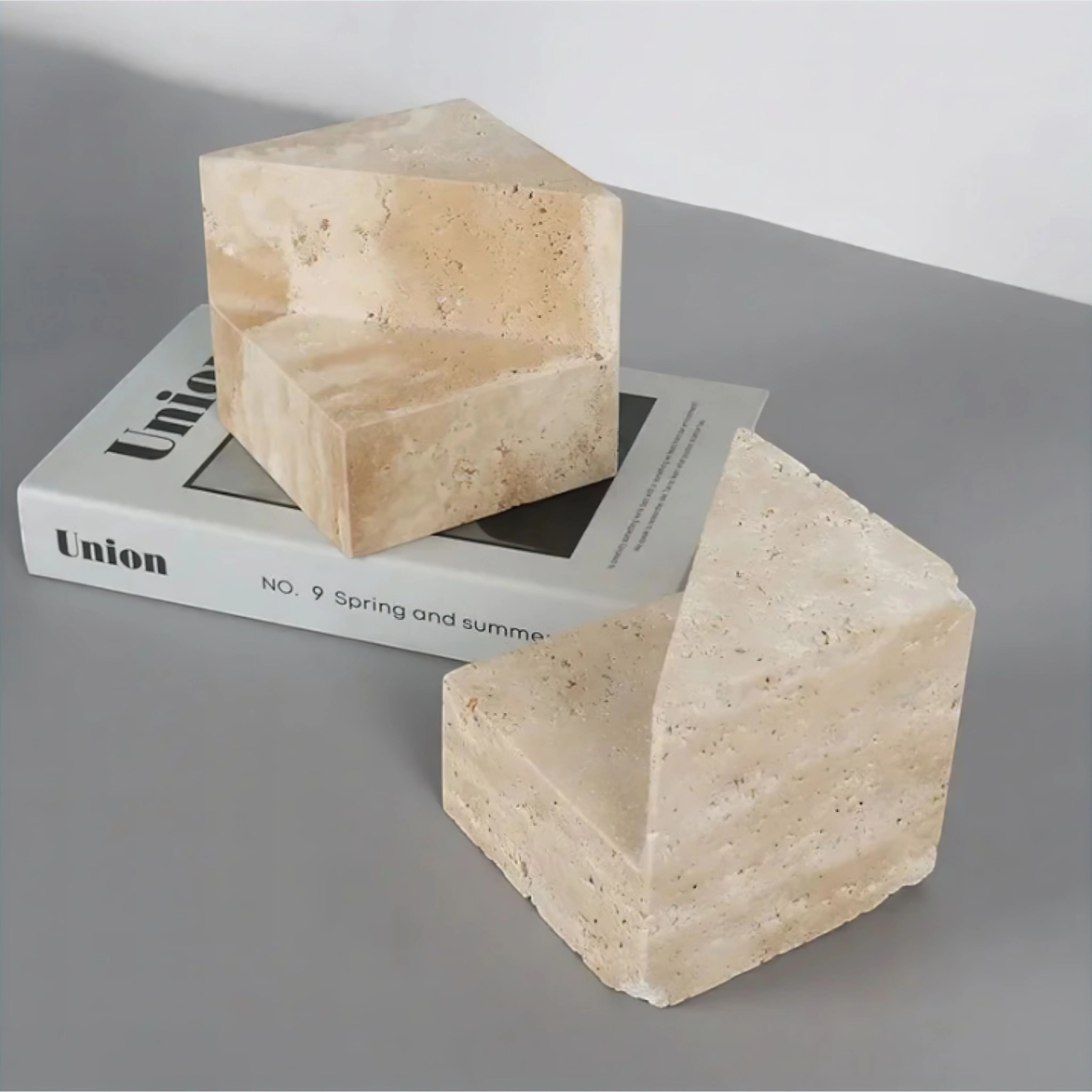 Enzo Travertine Bookends Set - Image 3