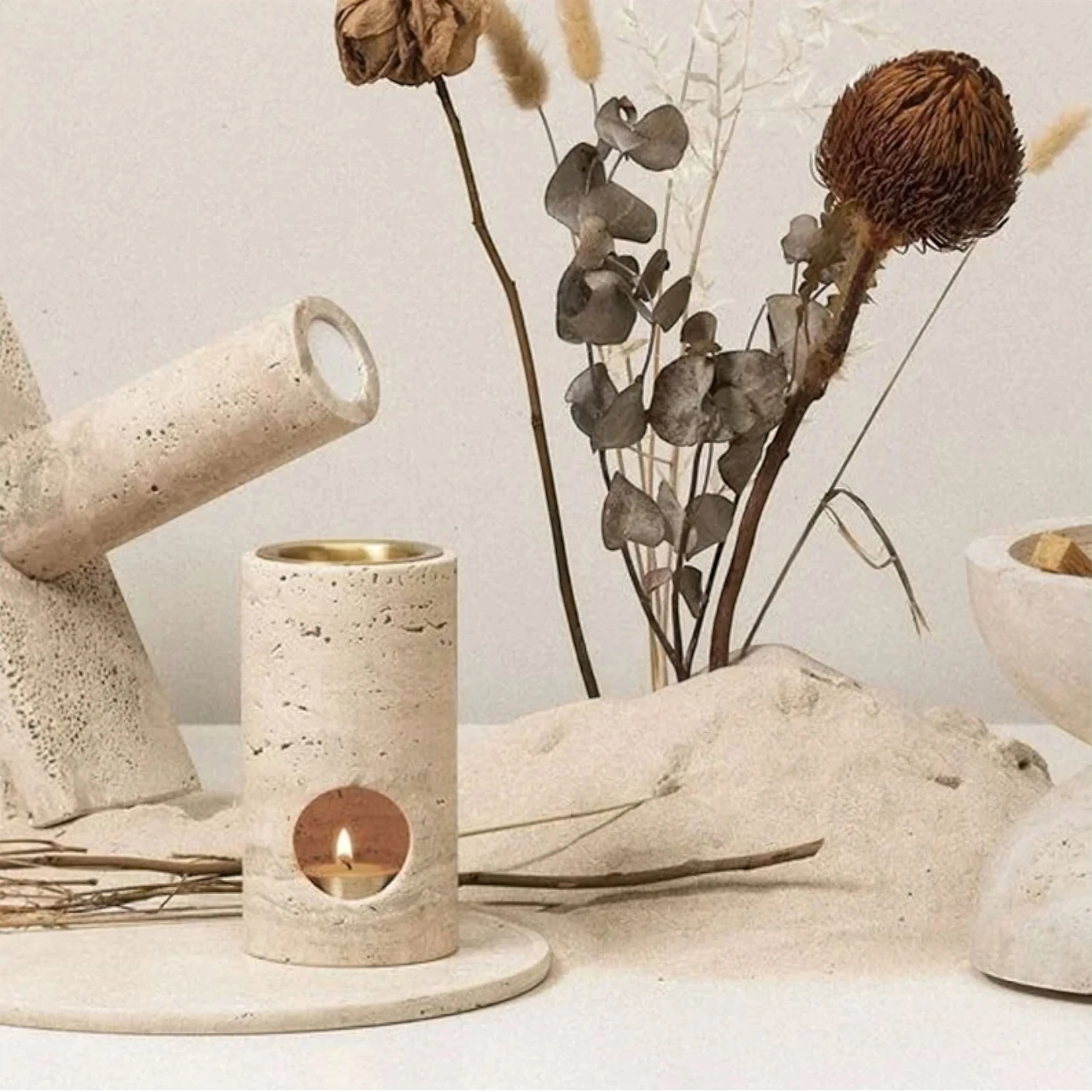 Christophe Travertine Oil Burner - Image 2